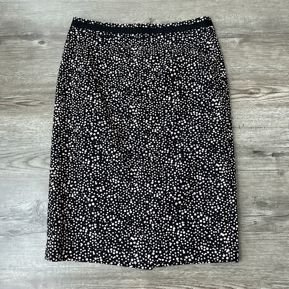Boden Polka Dot Pencil Skirt Womens 4 Black Pink Knee Length Retro Preppy